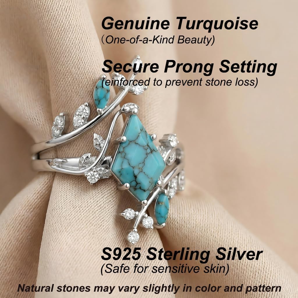 1-3CT Turquoise Rings for Women 10K /14K /18K Solid Gold Turquoise Engagement Ring Gemstone Wedding Promise Ring for Her Free Engraving