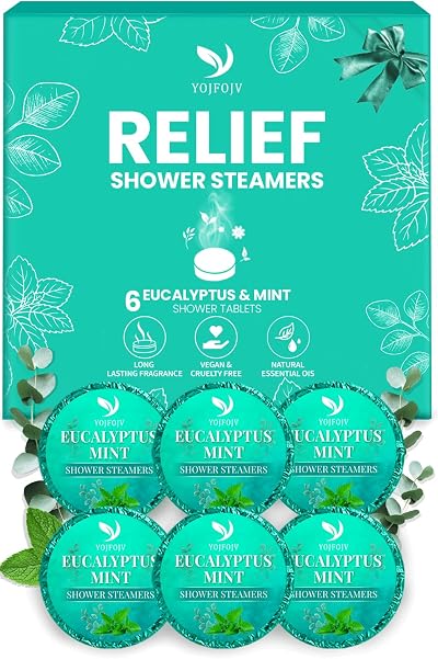 Shower Steamers Aromatherapy 6 Pack - Eucalyptus & Menthol Essential Oil for Breathe Easy, Birthday Gifts for Women Men, Organic Shower Bombs with Long Lasting Fragrance,Self Care Gifts for Mom Wife