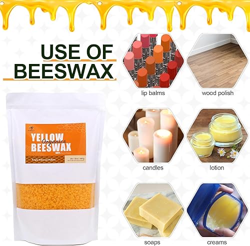 Miniatura 5 de Pellets de cera de abejas amarillas de 2 libras  Cera de abeja para hacer velas, 100 % orgánica para la piel, cera de abeja, cera de abejas a granel