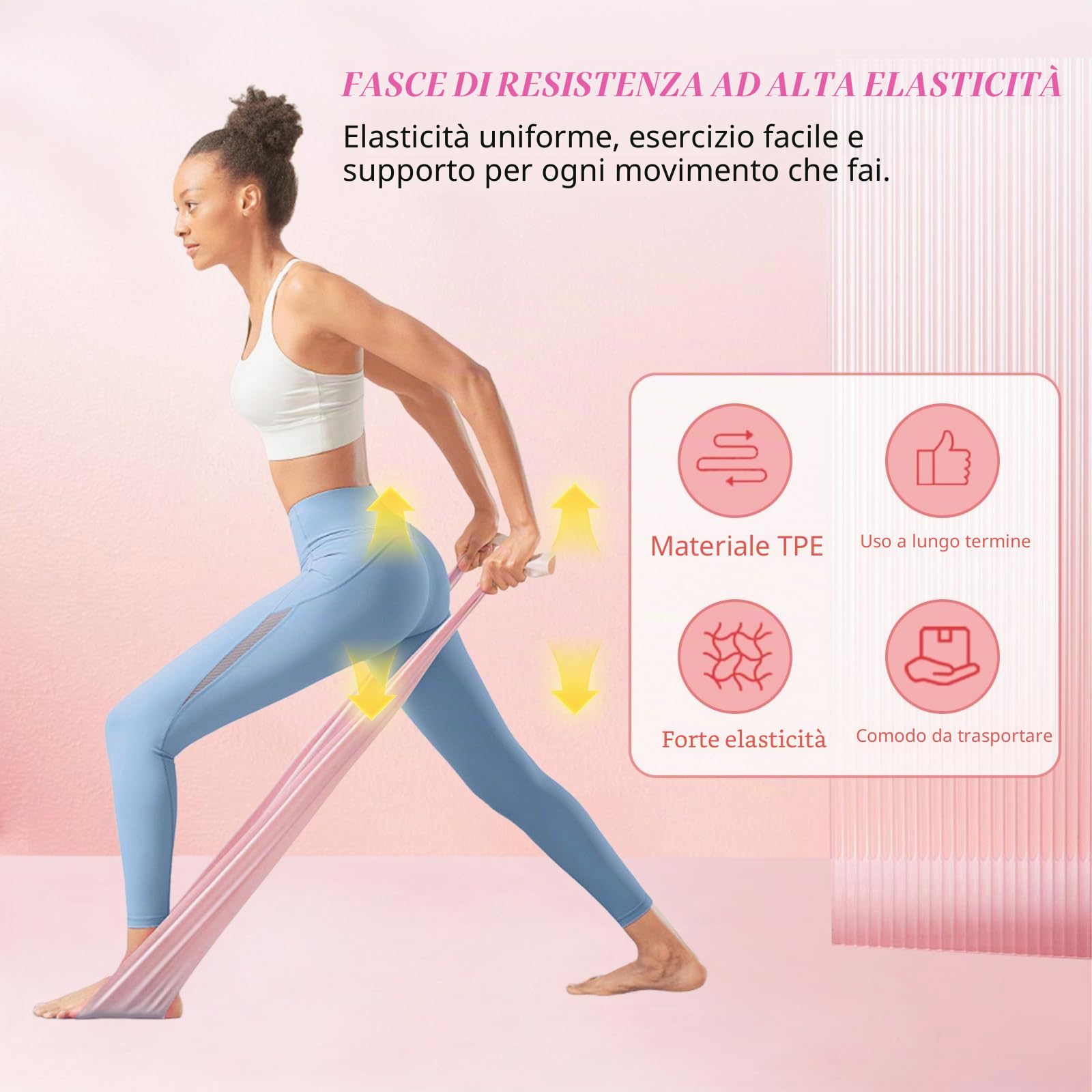Eznaobo Kit essenziale per pilates, kit portatile per pilates da donna, con anello tonificante per pilates, fasce di resistenza lunghe e morbidi calzini per pilates, attrezzatura per pilates per