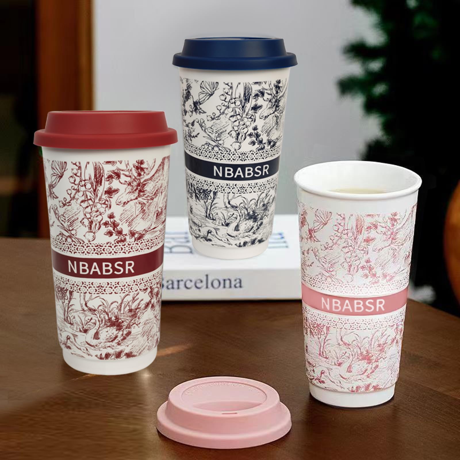 Amazon.com: NBABSR 20 OZ Ceramic Coffee Mugs with Lid, Large Ceramic Travel  Tumble Cups, To Go Mug Car Portable Reusable Insulation Camping Cups  Gifts,Blue&Red : Home & Kitchen