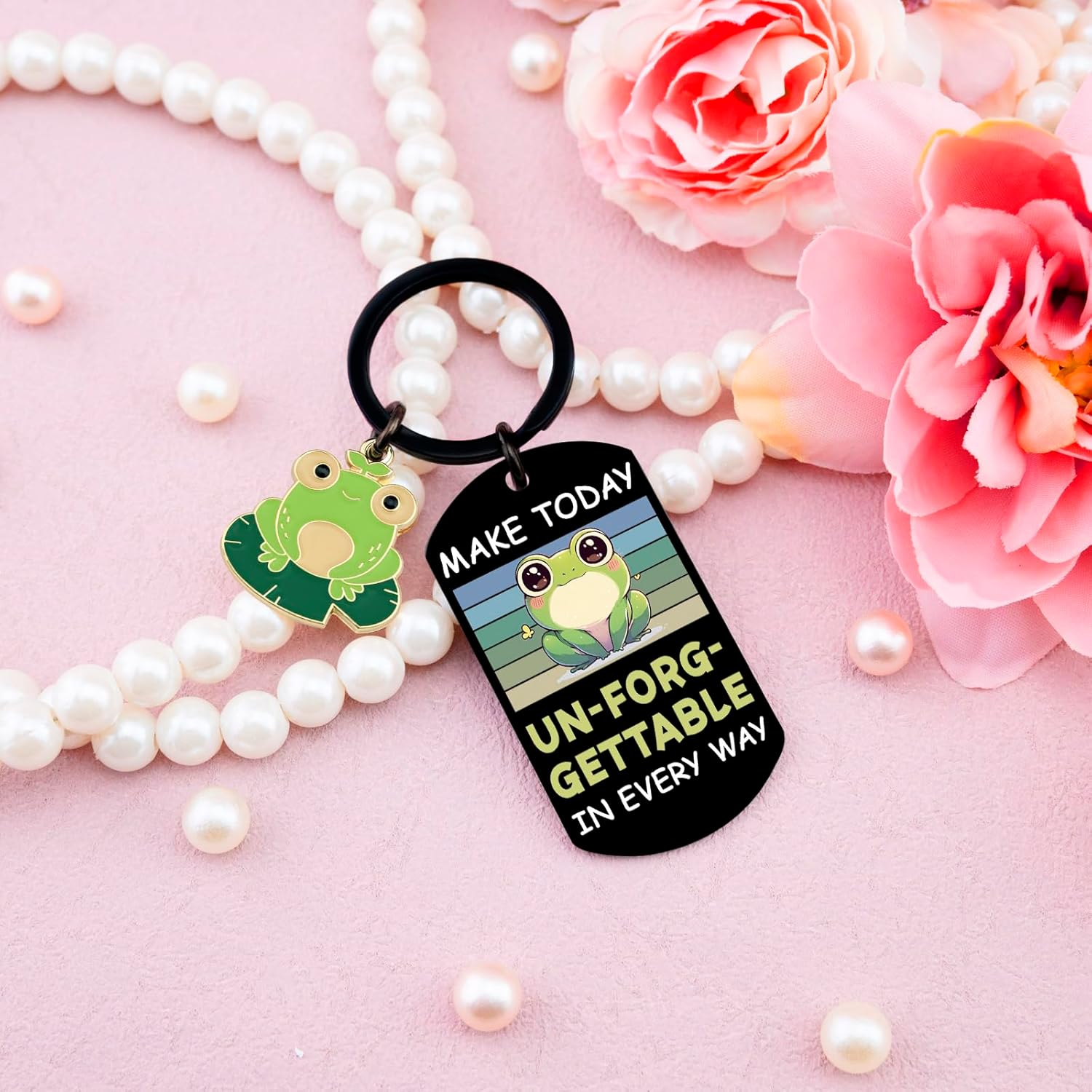 Frog Gifts For Women Men Girls Boys Frog Car Accessories Positive Leap Frog Keychain Emotional Support Gifts For Frogs Lovers Cute Frogs Stuff For Birthday Inspirational Gift For Women - Image 5