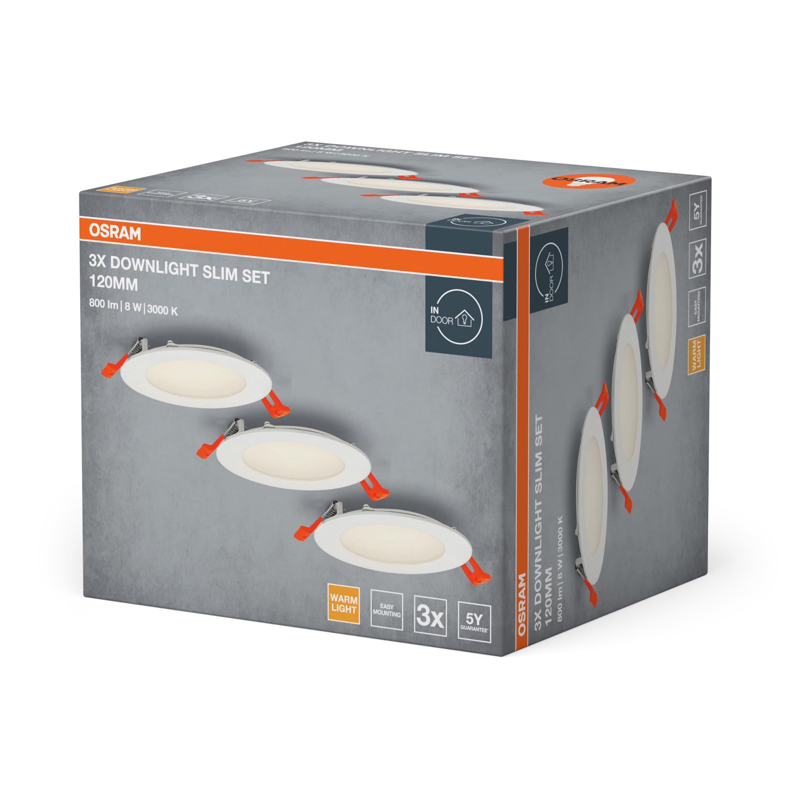 OSRAM Zestaw opraw wpuszczanych ze zintegrowanym sterownikiem, wąski 3x120mm 3000K w kolorze białym wykonany z tworzywa sztucznego, stopień ochrony IP20 do różnych zastosowań wewnętrznych, w tym