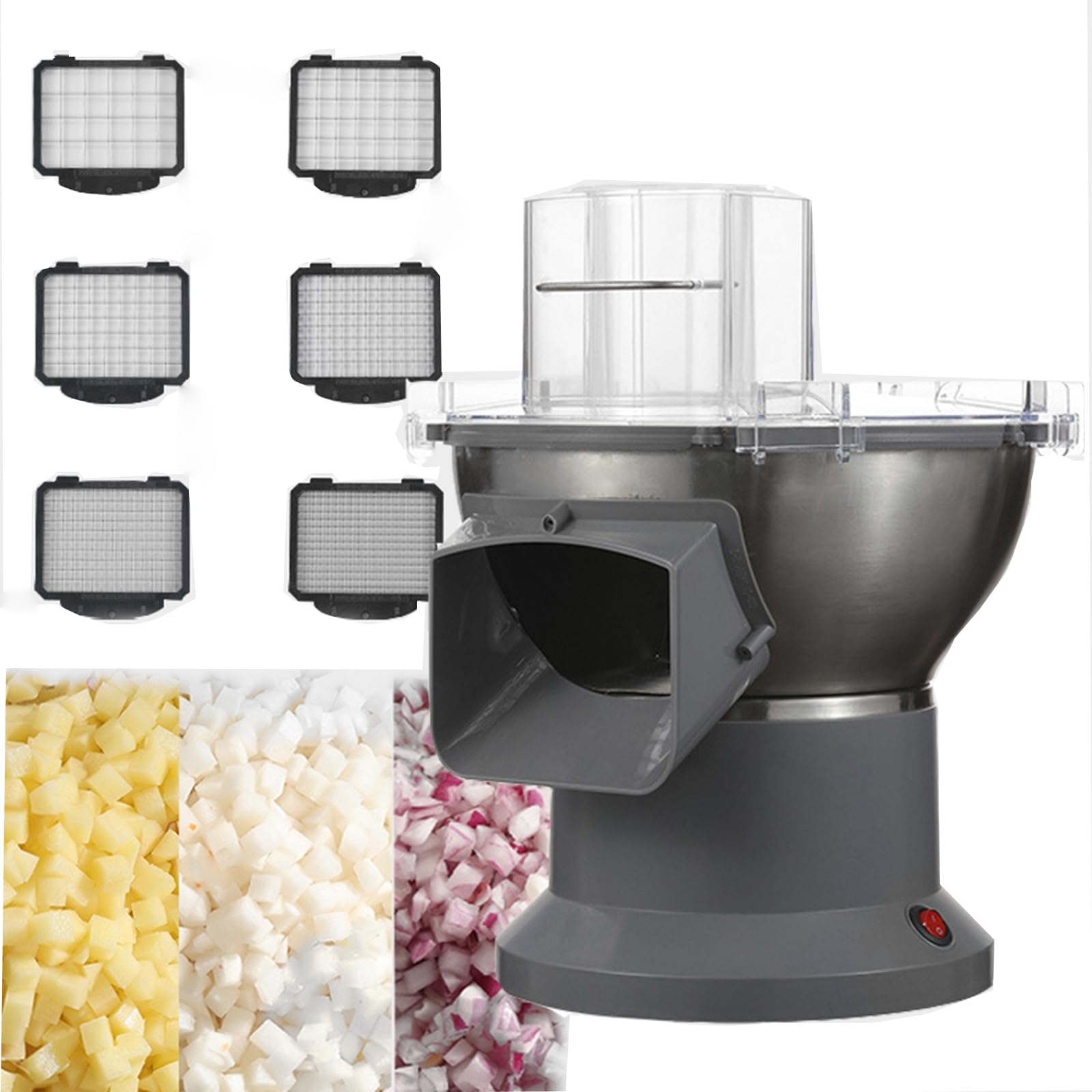 LjyAeono Electric Vegetable Dicer Slicer Commercial Multifunctional Veggie Chopper Professional For Carrot Potato Onion For Restaurants, Hotels, Canteens And Homes With Large Food Requirements