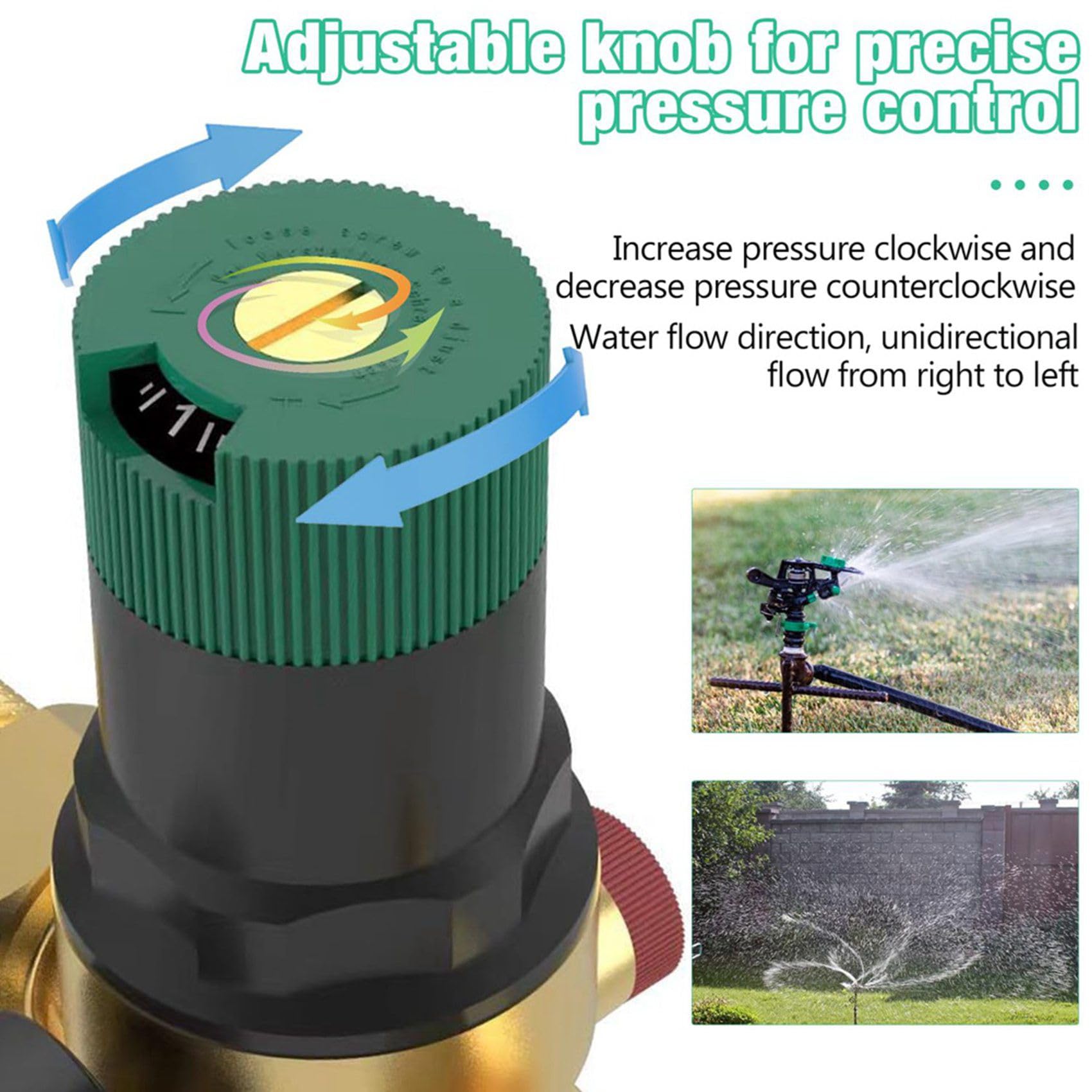 3X Regulador de Presión de Agua de 3/4 Pulgadas, Regulador de Presión de Agua con Manómetro de Agua y Filtro de