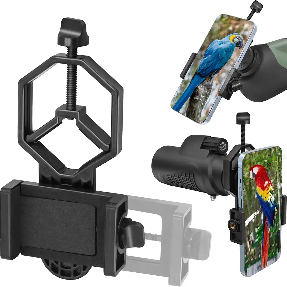 Suporte de câmera adaptador de telescópio para smartphone, suporte universal para telefone, funciona com telescópio, microscópio, microscópio, monocular, binóculo