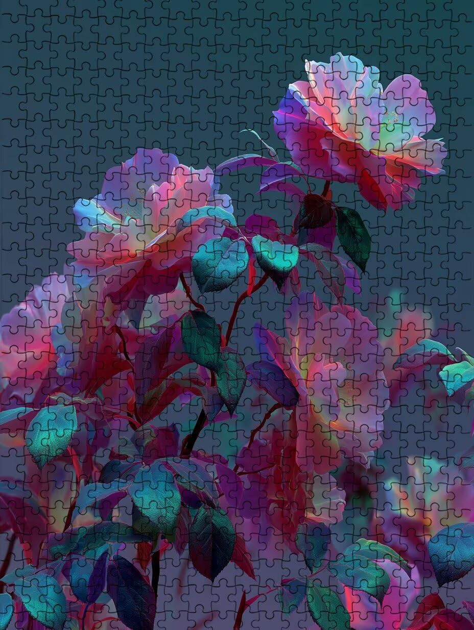 Puzzle dla dorosłych 5000 elementów, różowe kwiaty, układanka drewniana