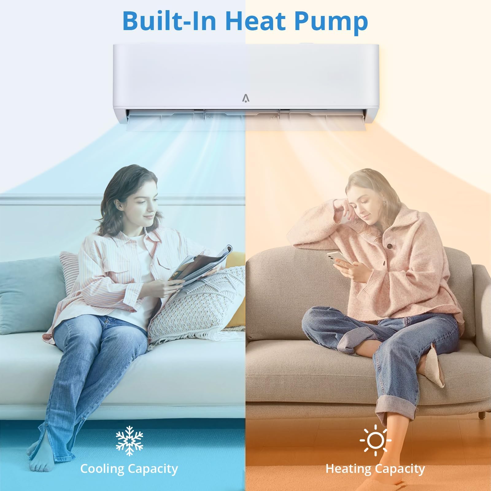 IDEALHOUSE 24,000 BTU Mini Split Air Conditioner and Heat Pump, 21 SEER2 Ultra Quiet 208-230V Ductless AC with WiFi & Alexa Control, Cools/Heats up to 1500 Sq.Ft, Easy Installation Kit - Detailed View
