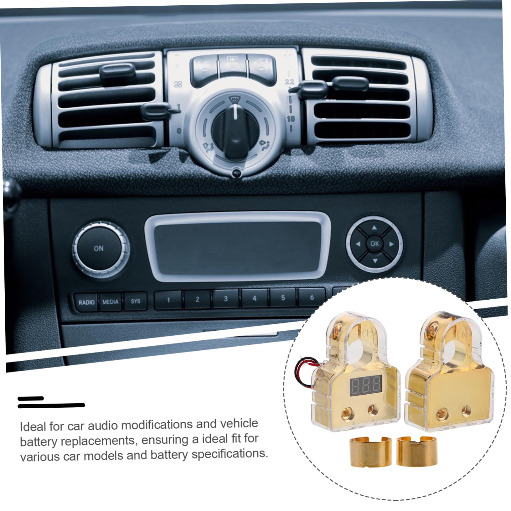 Ciieeo Kit de Connecteurs de Borne de Batterie pour Voiture, Alliage de Zinc, Affichage Intégré, Installation Facile, pour Modifications Audio Auto