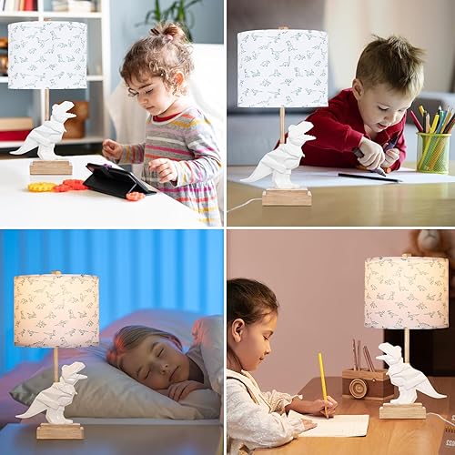 Miniatura 5 de Hamucd Lámpara de mesa de dinosaurio para niños y niñas, dormitorio, lámpara de noche de 23 pulgadas para regalo de niños, bonita lámpara de mesita