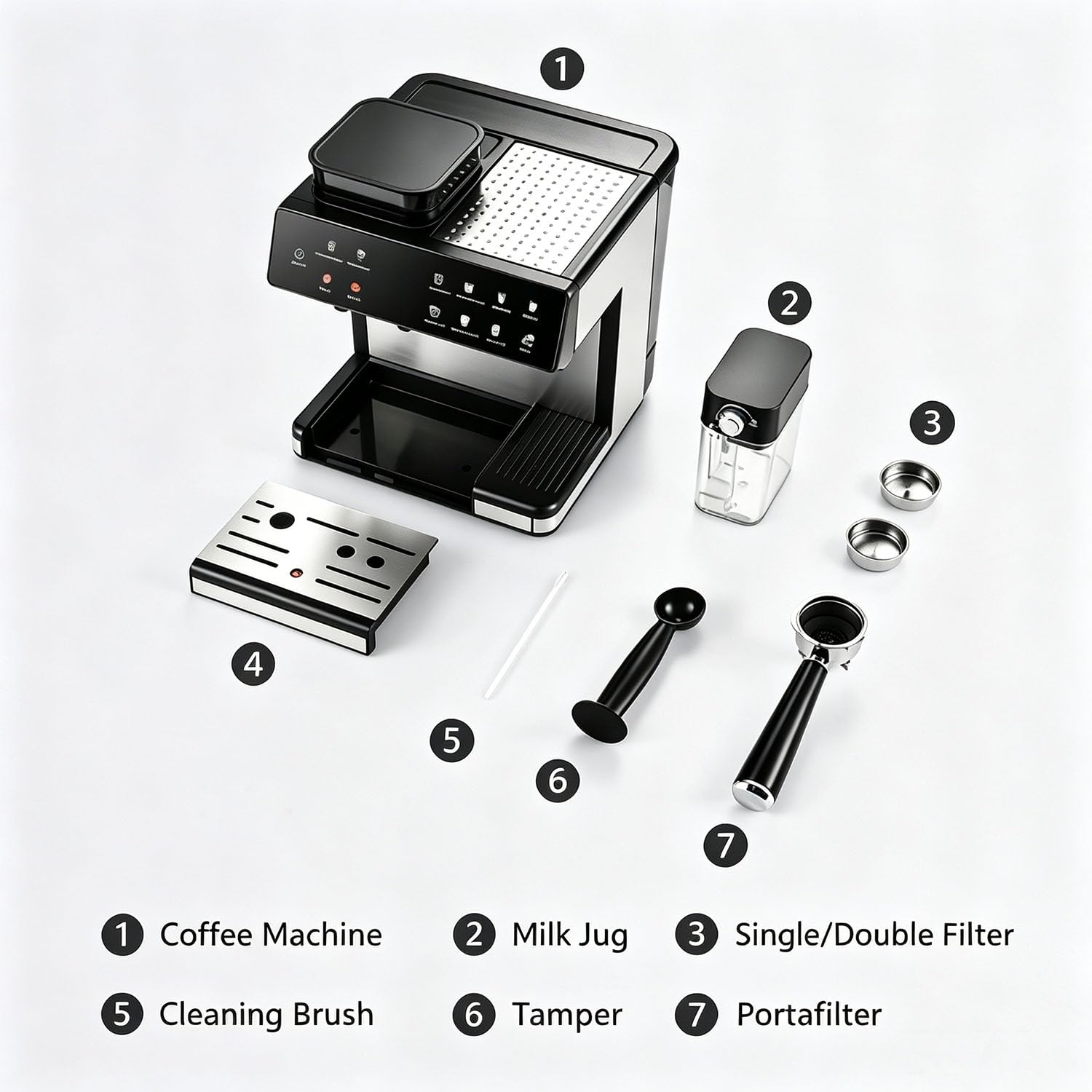 Cafetera Auto con Molinillo, Café Frío/Caliente y Espumador para Casa