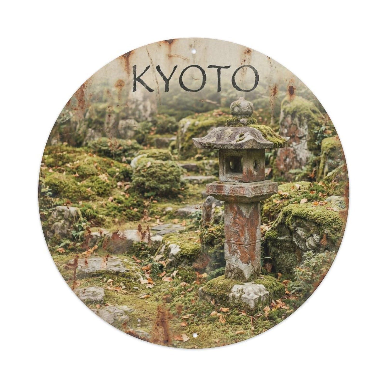 Vintage Travel Kyoto Japan Zen Vintage Metal Tin Sign Plaque Wall Decor for Cafe, Club Bar, Office, Garden Metal Poster 8x8Inch