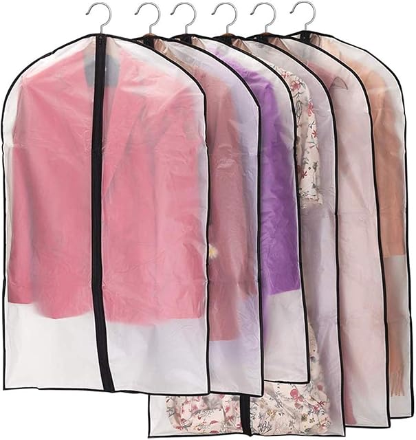 Niviy Garment Bags Pack of 6 Translucent Garment Bags 120 x 60 cm + 100 x 60 cm Breathable Fabric Suit Bag for Suits Dresses Coats Jackets Shirts Evening Dresses Suit Bag Storage