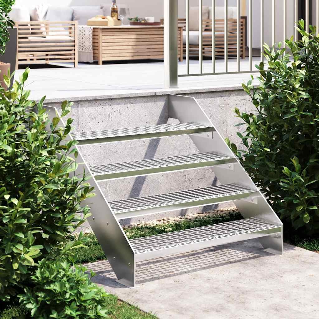 Gradino in acciaio zincato, 90 x 24 x 7 cm, antiscivolo, per interni ed esterni, con bordi antiscivolo