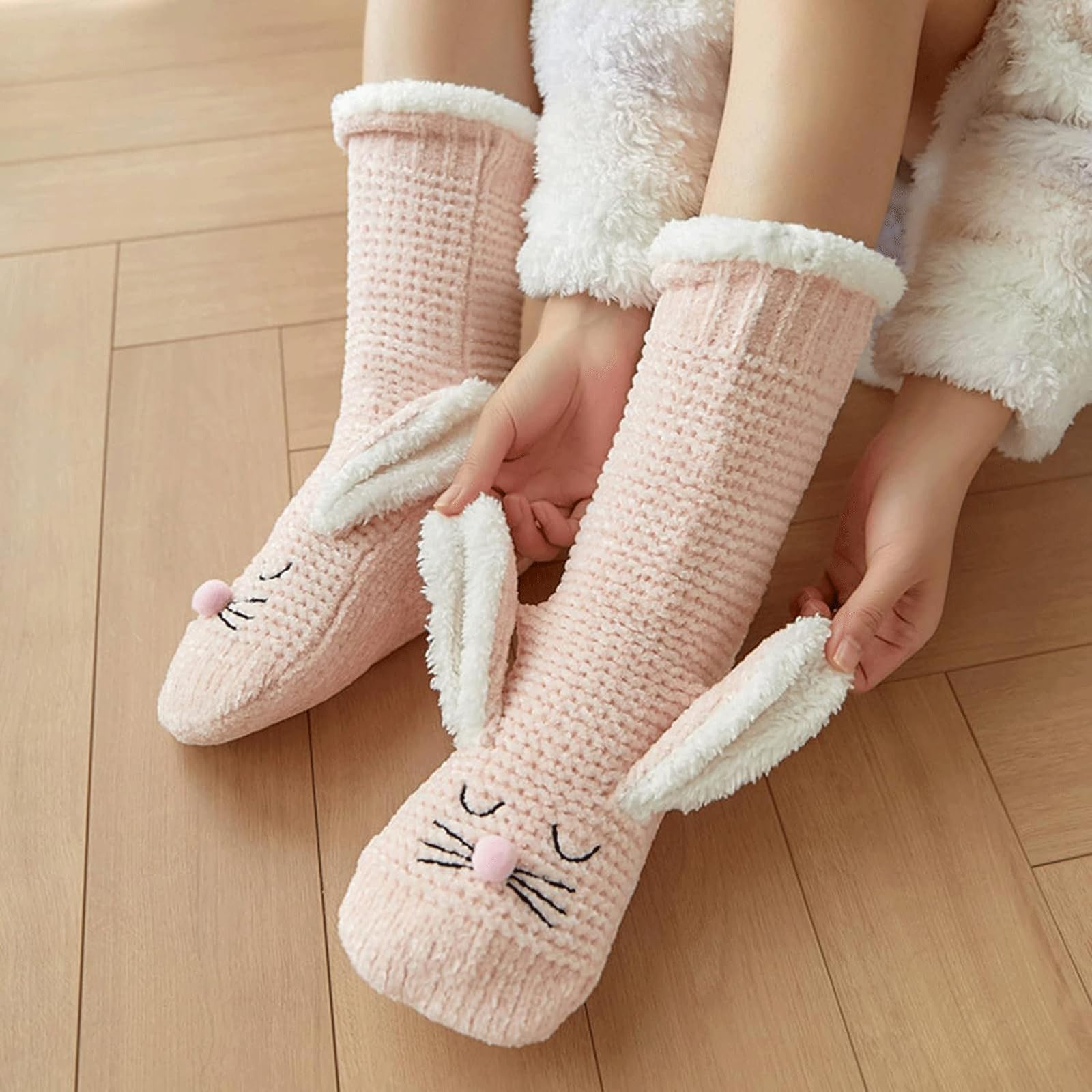 Bodensocken 2 Paar Winter-Bodensocken, Plüsch, verdickte Korallensamtsocken, warme Plüschsocken, Indoor-Übungen, Pilates Socken