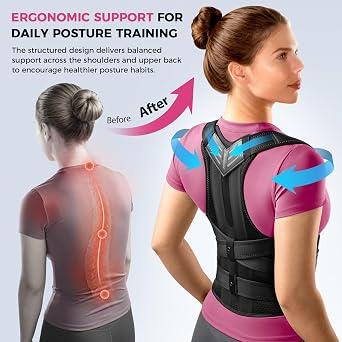 Posture Corrector for Women and Men: Upgraded Back Panel, 15% Longer Design, Back Brace for Full Back Support, Padded Shoulders & Underarm Comfort Straps,Adjustable Shoulder Lumbar Belt,L
