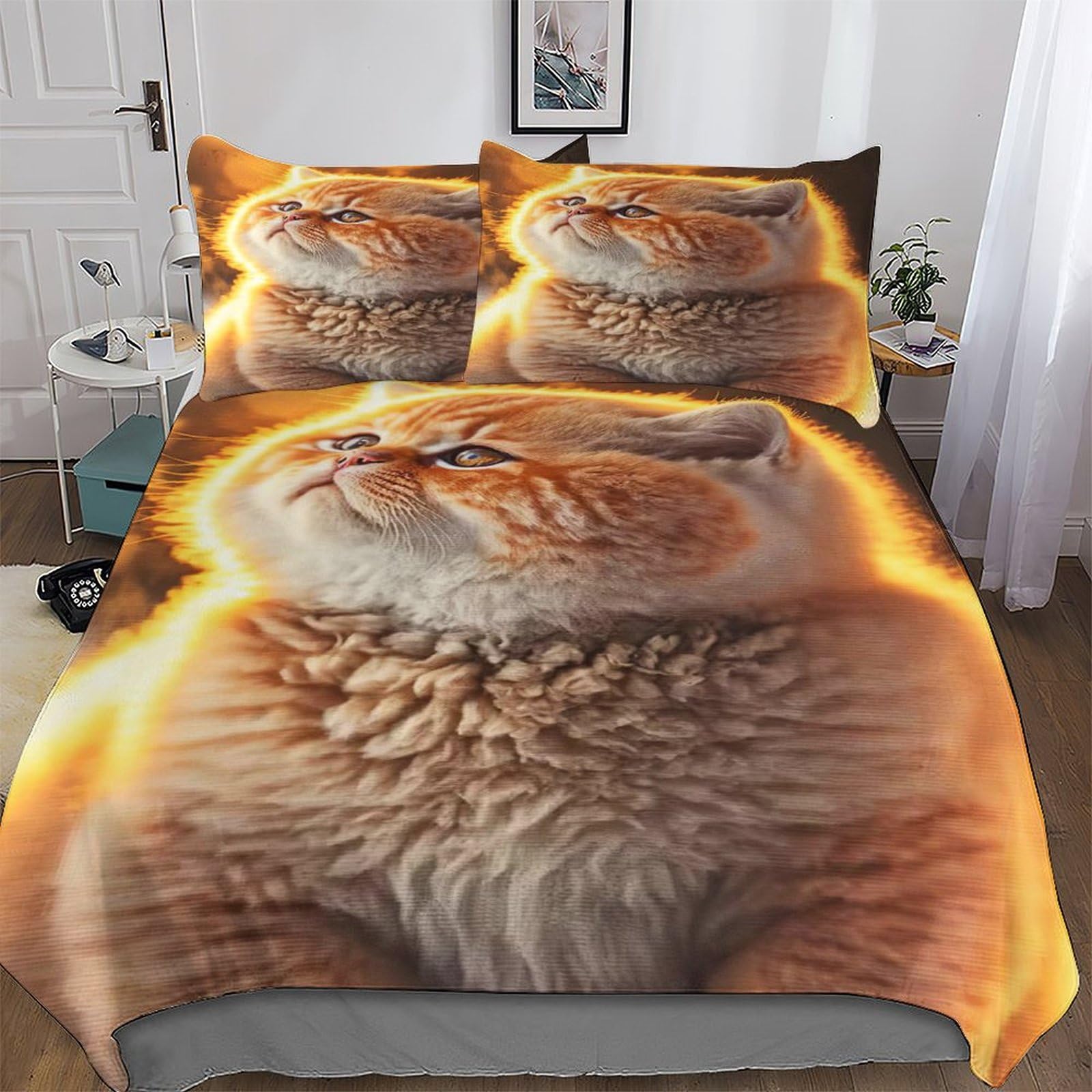 Parure de lit chat 3D avec housse de couette 200x200 et taies