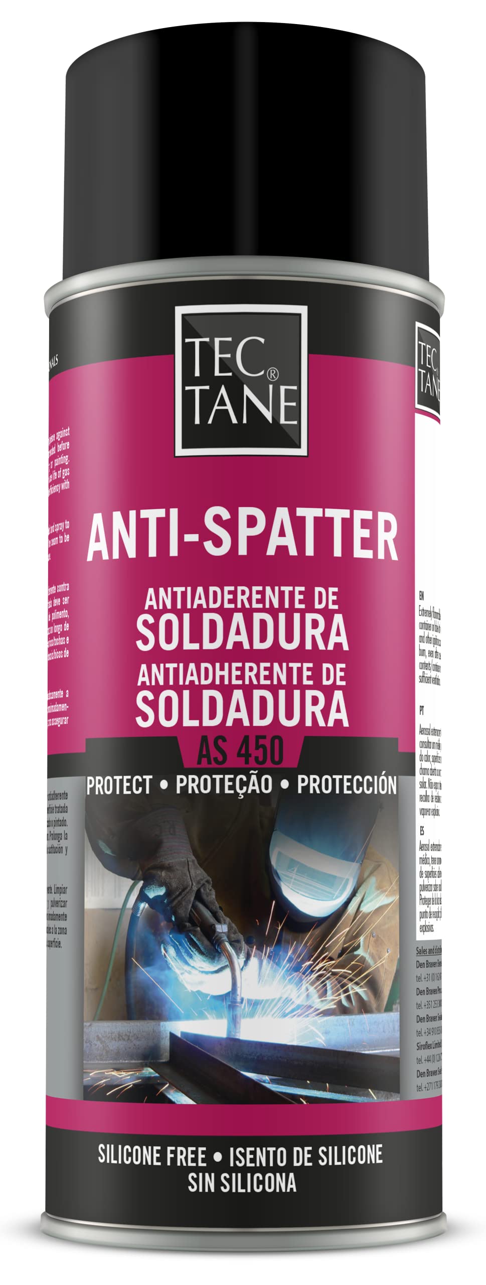 TECTANE Anti-adhésif à souder AS 450, spray anti-projection de soudure, protection efficace des surfaces, protège les buses et l