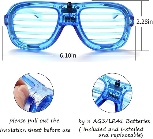 Miniatura 5 de Lentes con luz LED, persianas para niños, recuerdo de fiesta, paquete de fiesta divertido que brilla en la oscuridad para niños y adultos