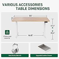 Vista 5 de FEZIBO 55 x 24 Inches Standing Desk with Drawer, Adjustable Height Electric Stand up Desk with Storage, Sit Stand Home Office Desk, Ergonomic Negro