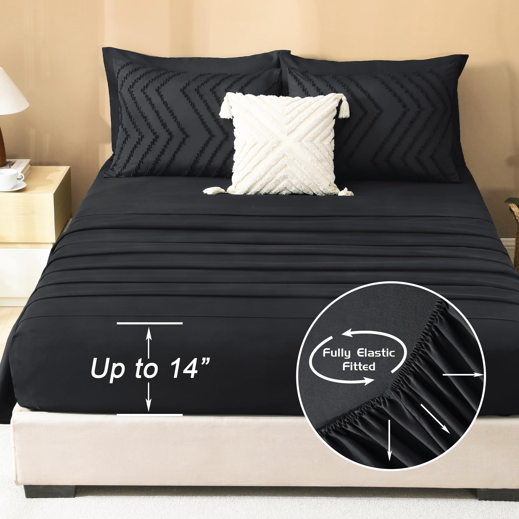 Litanika Set di biancheria da letto matrimoniale con lenzuola, 7 pezzi