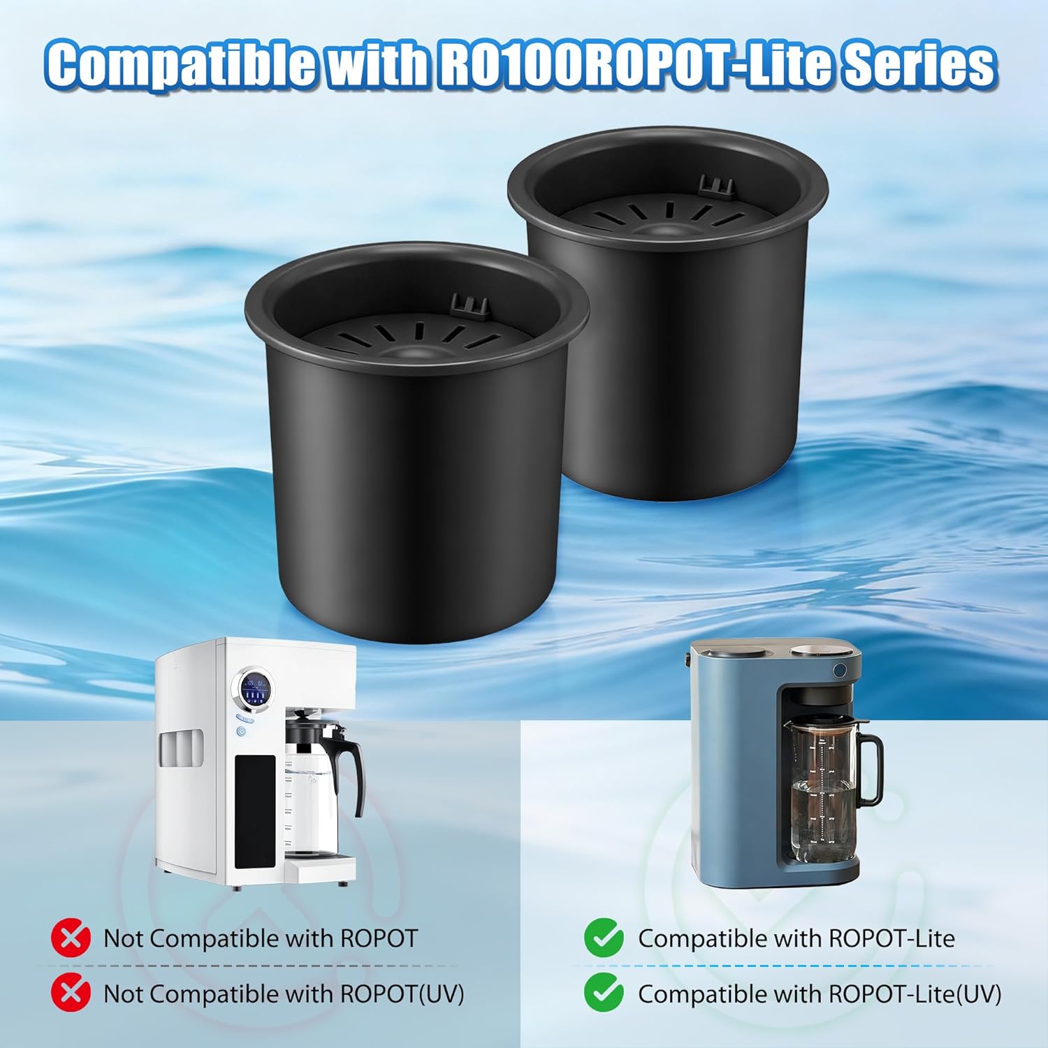 2 Pack Remineralization Filters Compatible with Bluevua RO100ROPOT-LITE, One-Year Alkaline Mineral Replacement Set for Reverse Osmosis Systems, Restores Minerals and Raises pH Level