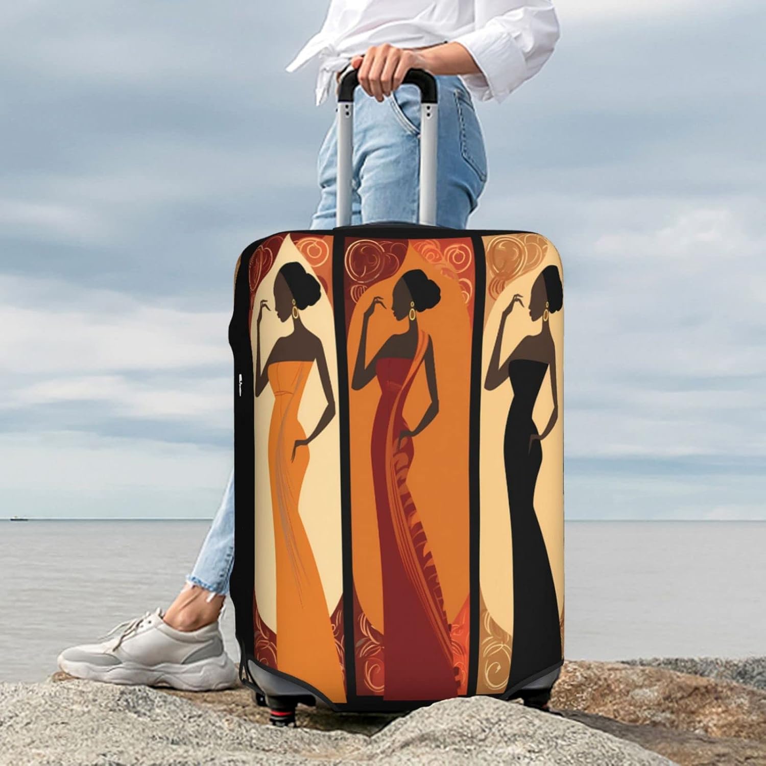 Women Travel Luggage Suitcase Cover, African Girl Washable Luggage Cover XL - Fits 29-32 inch luggage