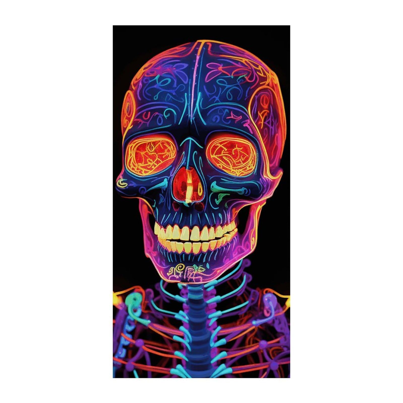 Adfgyerh Style Skull Glowing Curtains，Polyester Blackout Extra Wide，Door Curtain， 35.4X 70.9 Inch For Temporary Room Dividers Bedroom Living Room，Room Darkening Curtains ，For Doorway Privacy For Wall Hanging Decor