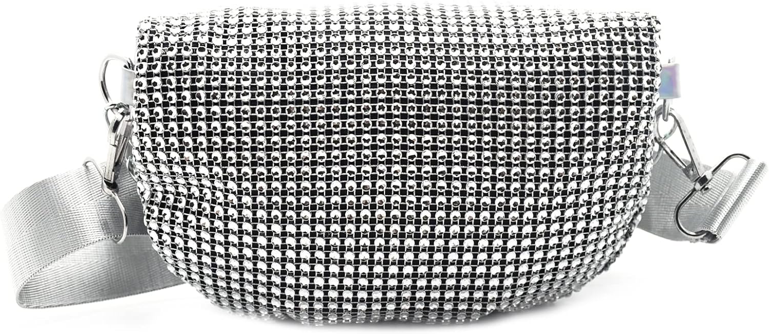Shiny Rhinestones Crystal Waist Bag Fanny Pack for Women Girls Small Belt Bum Bag Crossbody Cell Phone Pouch for Party Beach Travel - Image 7