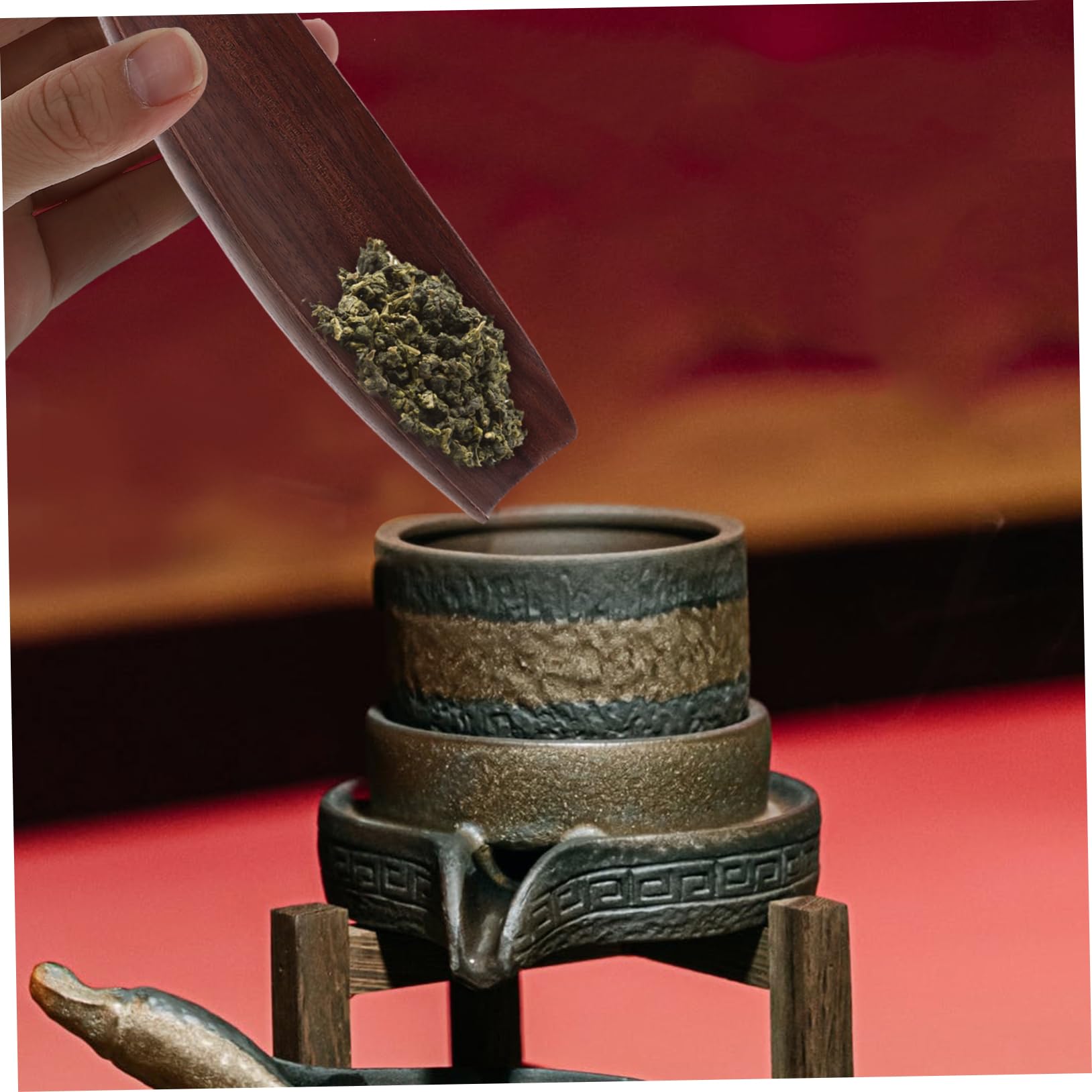 Luxshiny 1set Loose Tea Scoop Set Multi-function Wooden Tea Dispenser Leaf Picker Home Supply Zen Design Fine Workmanship for Brewing Gifting