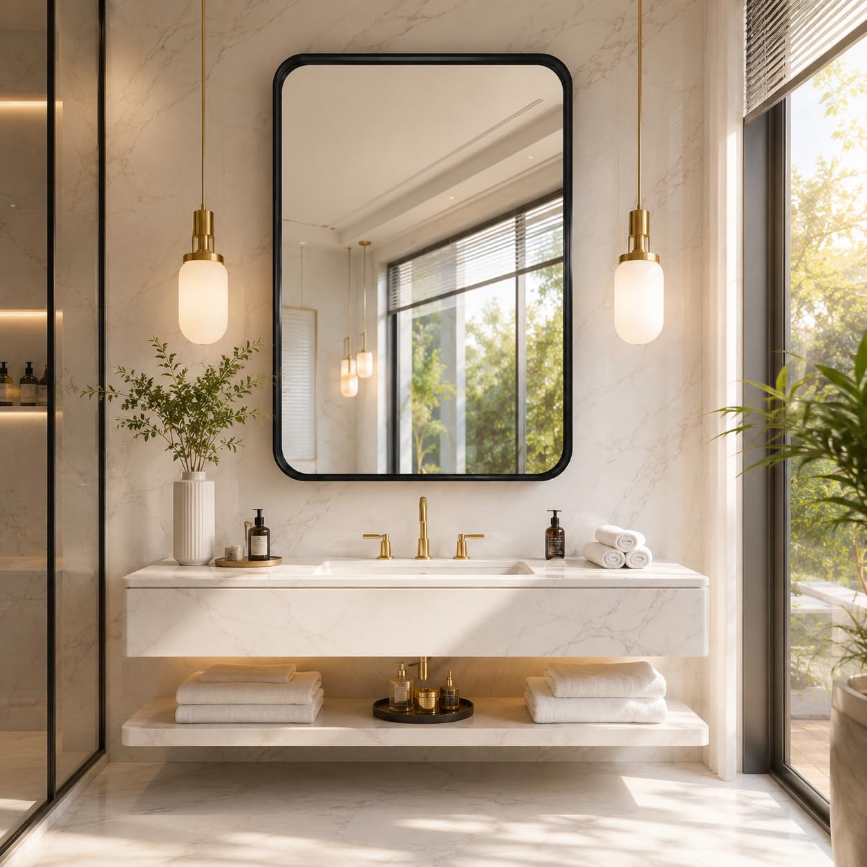 Sidra Decor® Modern HD Black Metal Frame Decorative Wall Mirror (24"x 18") |Bathroom,Washbasin,Bedroom, Dressing Office Home Room Vanity Basin Workout Gym Makeup Shaving Wall Decor-image-37