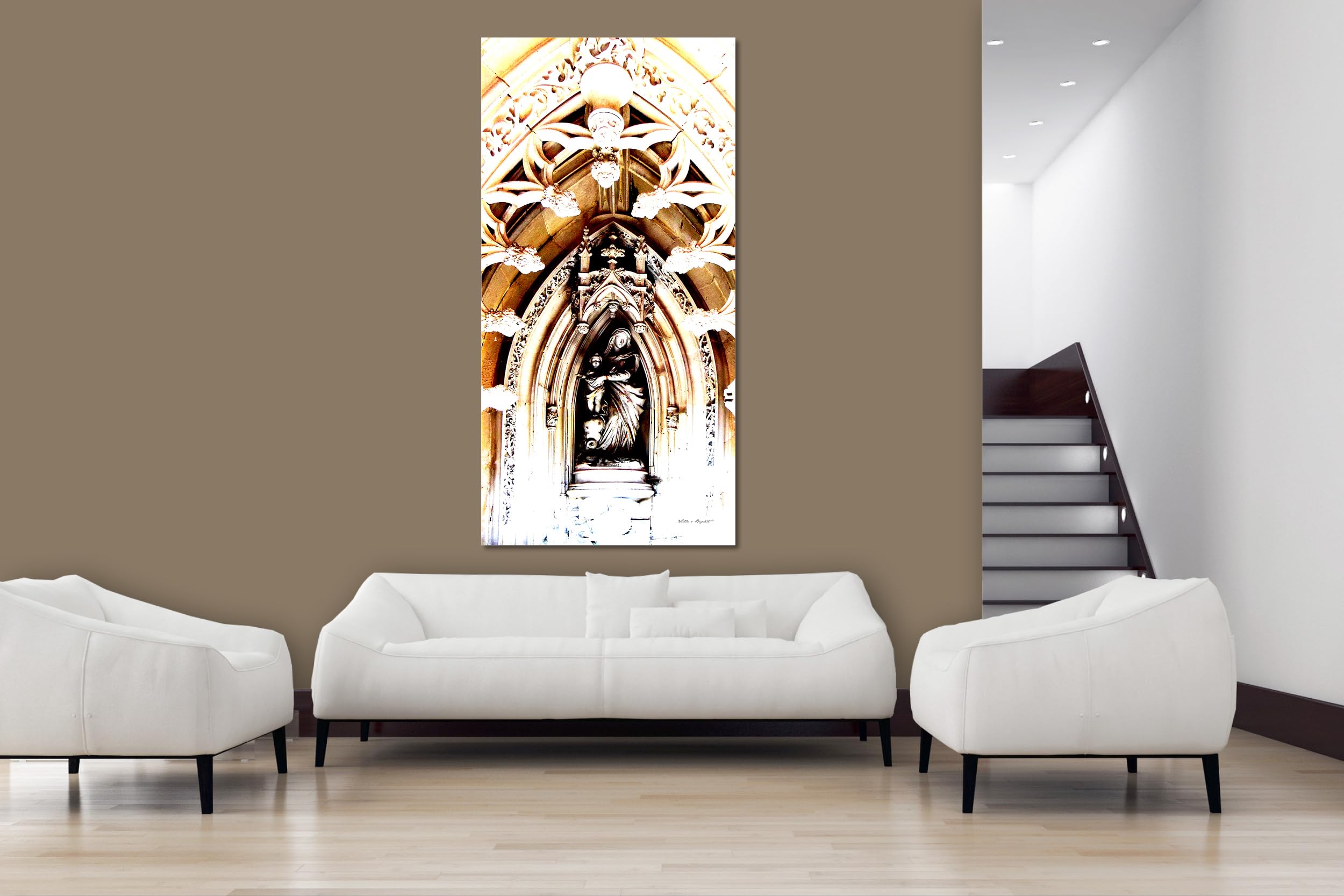 Glücksvilla - In der Kapelle 9 (Acrylglas-Bild 5 mm, 40 x 80 cm) | div. Maße - aus DE - Kunstdruck Deko Wandbild quer - Jesus Maria Kirche Altar Glaube Statue Figur Barock