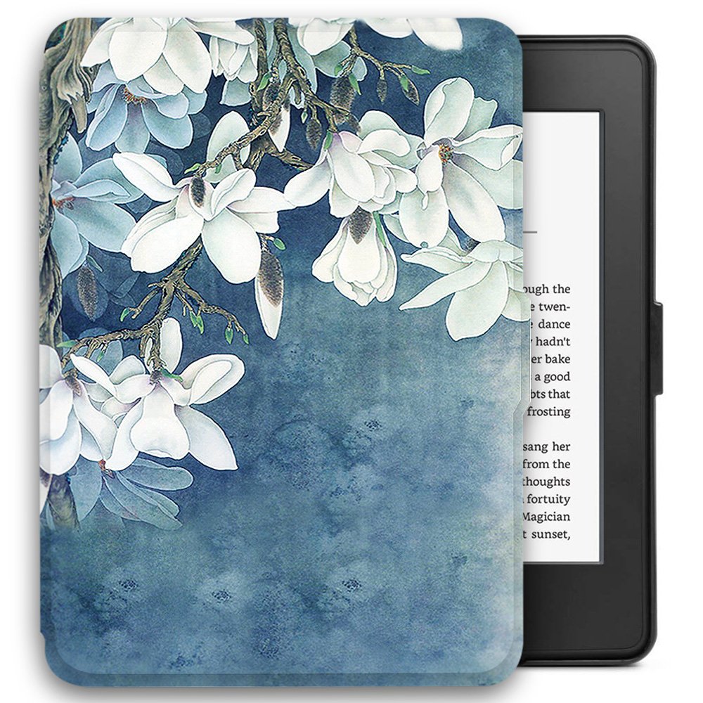 Young me martShell Case for 2018 All-New Kindle Paperwhite with Hand Strap - The Thinnest and Lightest Leather Cover Auto Sleep/Wake for Kindle Paperwhite 10th Generation (Kapok)