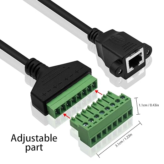 Adaptador Poyiccot RJ45 a terminal de tornillo 8 pines 12 pulg miniatura 2
