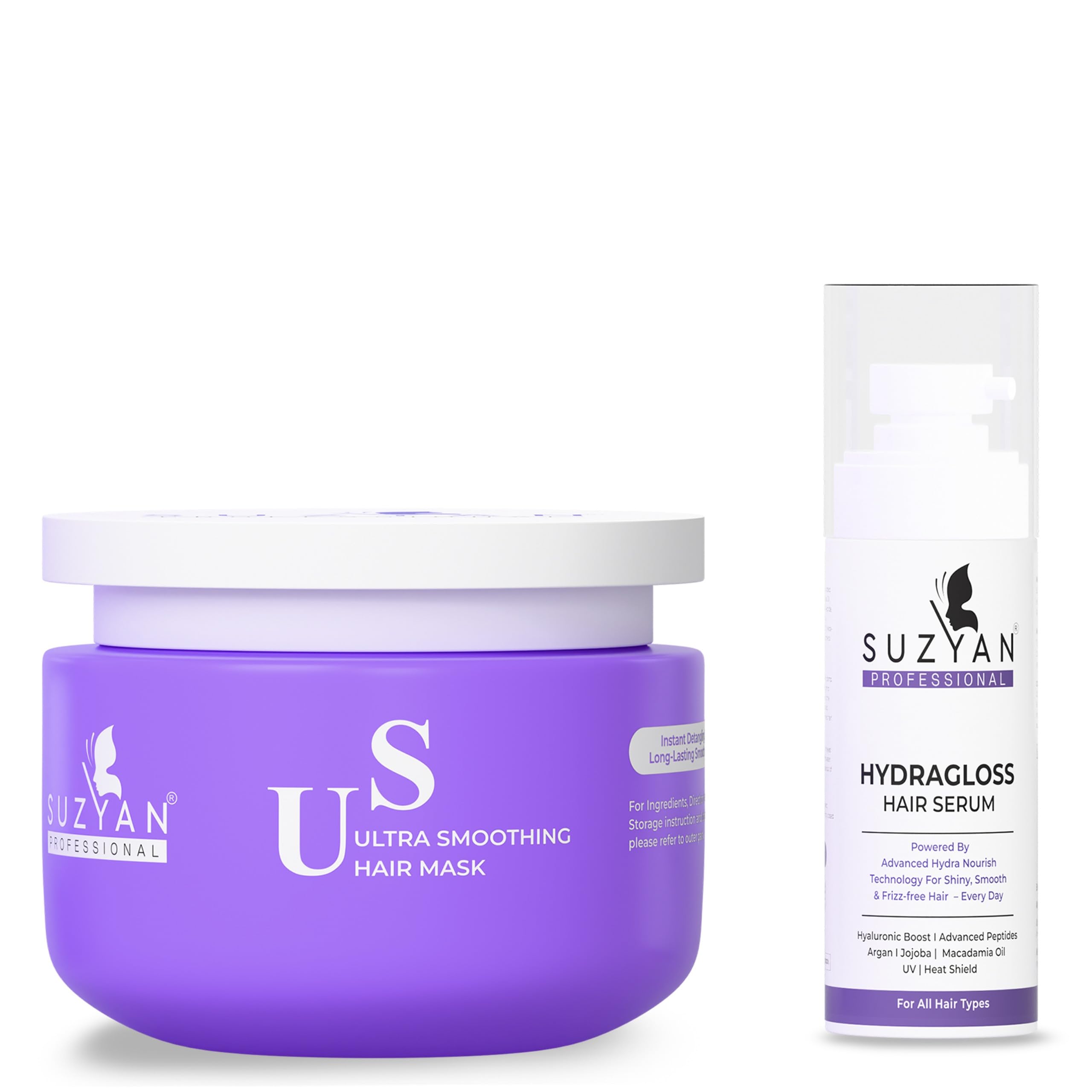 SUZYAN Ultra Smoothing Hair Mask & HydraGloss Hair Serum Combo – Intense Repair, Deep Hydration & 10X Glossy Shine | Frizz-Free & Silky Hair | Sulfate & Paraben Free-image-9