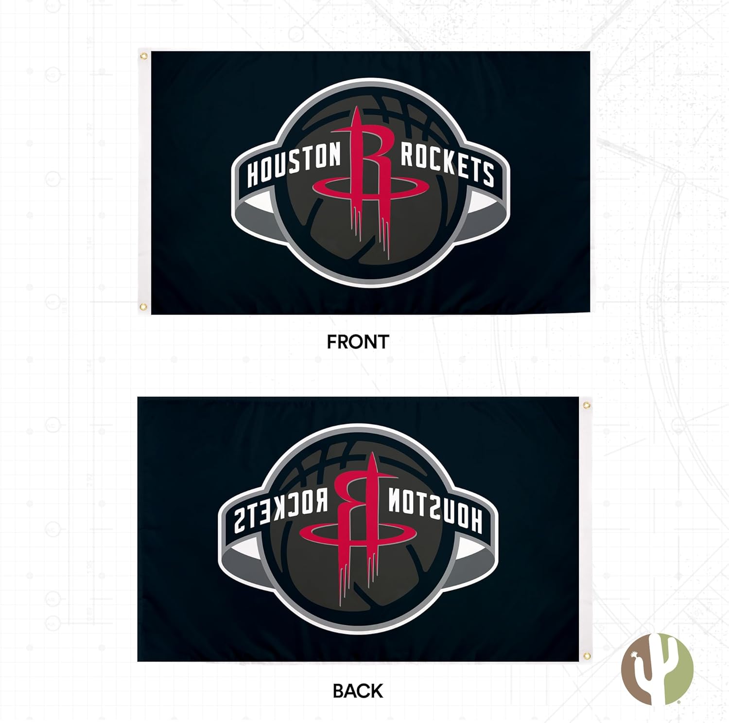 Desert Cactus Houston Rockets Flag Team NBA National Basketball Association 100% Polyester Indoor Outdoor 3x5 feet Flags (Flag D) - Image 2