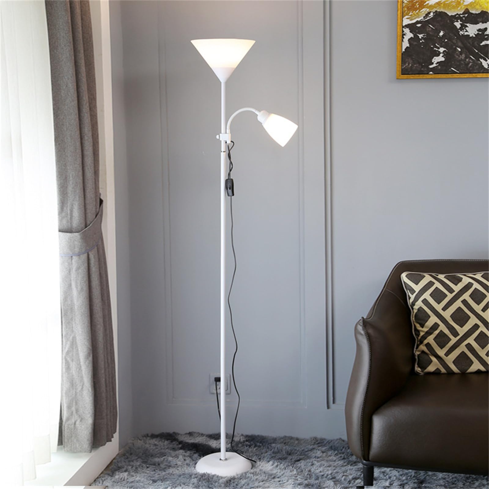 Lámpara de pie tipo antorcha de 170 cm con luz de 2700 K y lectura ajustable