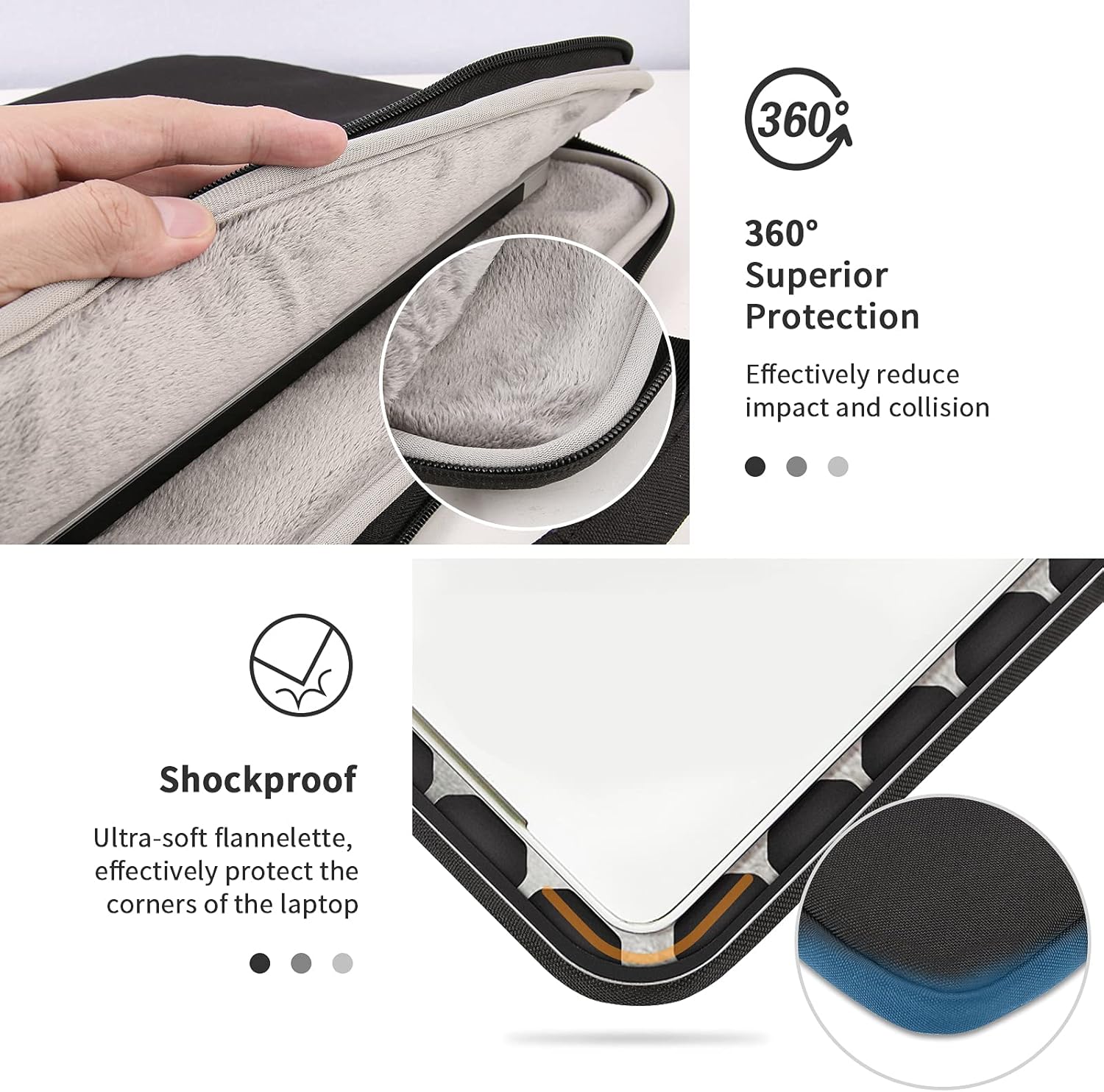 YXLILI Laptop Sleeve Case 14 Inch with Handle, Waterproof, Anti-Scratch, Shockproof Protective Computer Bag, Large Storage & Multi-Pocket Design-Black Black 14 Inches image 2 of 6 B092ZPXF37