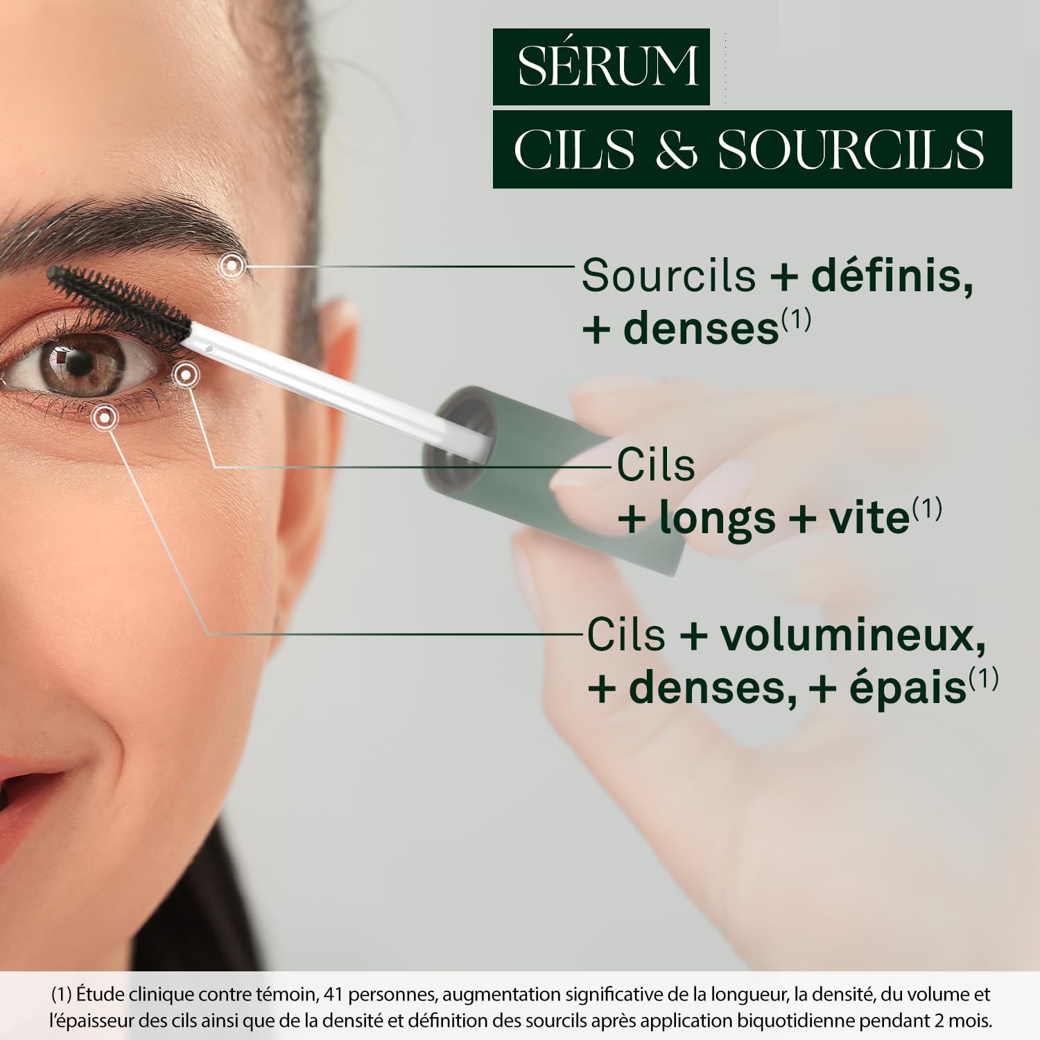 LUXÉOL - Sérum Cils & Sourcils - Double Action - Cils longs et volumineux, plus vite - Sourcils denses et définis - Cliniquement prouvé - 10 ml