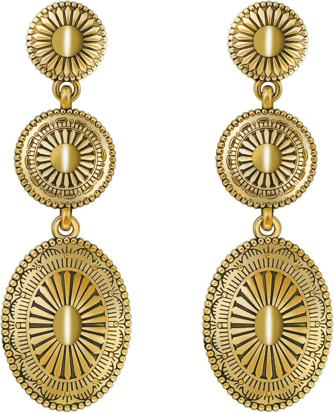 Vintage Western earrings for women boho silvergold turquoise statement jewelry