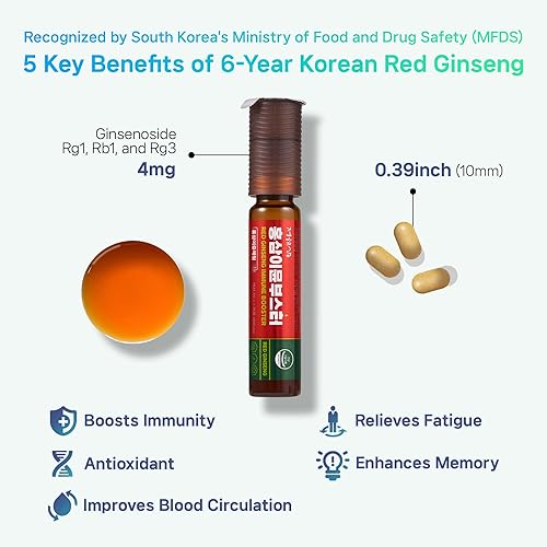 Miniatura 8 de Refuerzo de bebida inmune de ginseng rojo coreano, 7 frascos de porción con 12 multivitaminas, incluyendo zinc, vitamina C, hierro, niacina y 0.71