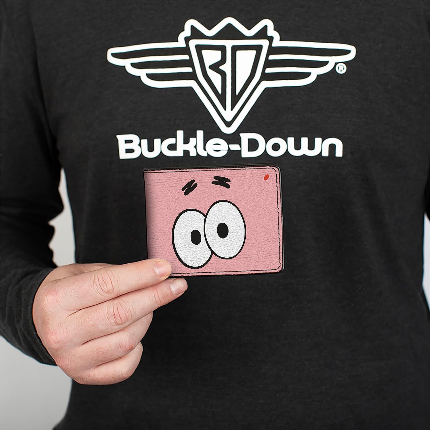 Wallet Bifold PU SpongeBob SquarePants Patrick Starfish Eyes Close Up Pink