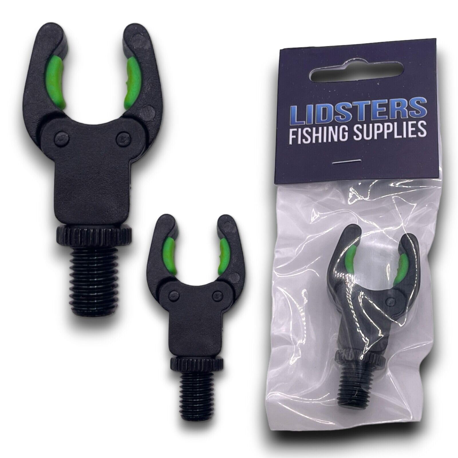 2 x LFS Rod Rests Self Adjusting Secure Rod Back Butt Rest Carp Fishing (Green)