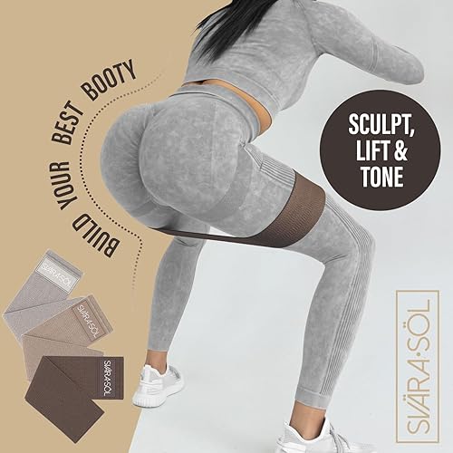 Miniatura 6 de Juego de 3 bandas de resistencia de tela para piernas, glúteos, brazos, bandas de glúteos para mujeres y hombres, bandas de resistencia para