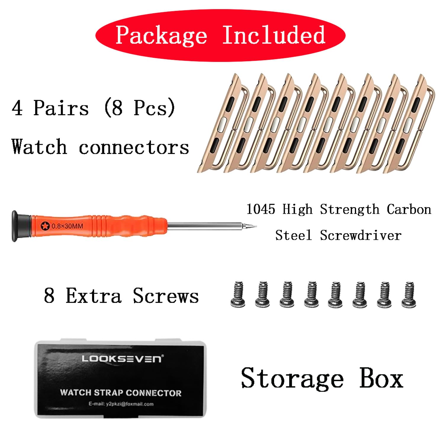 Watch Strap Connector Stainless Steel Adapter Replaceable Metal Connection Compatible for Apple Watch Band 42mm 44mm 45mm 46mm 49mm(Rose Gold-4 Pair) - Image 2