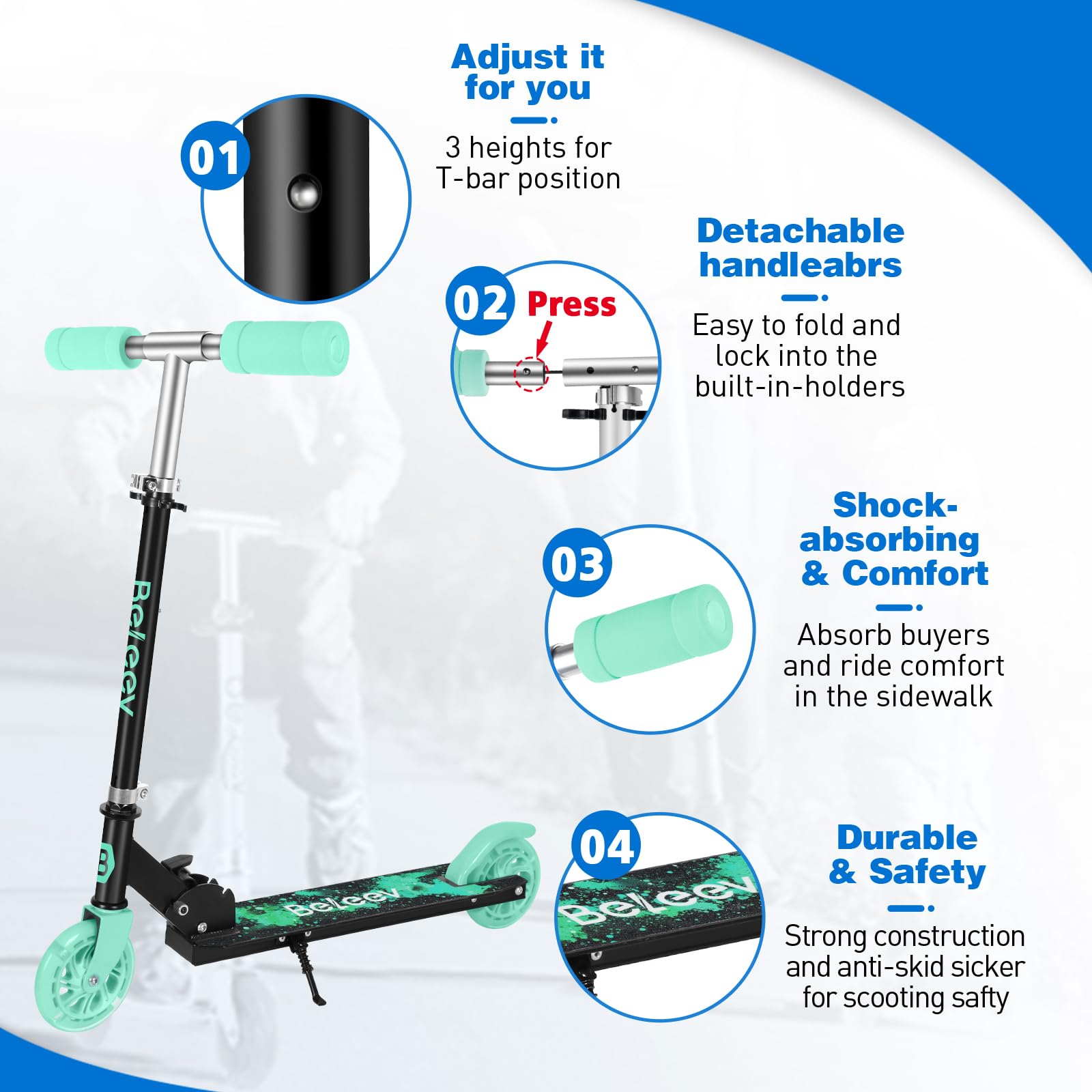 Patinete Ruedas BELEEV V2 Patinete De Ruedas Para Niu00f1o