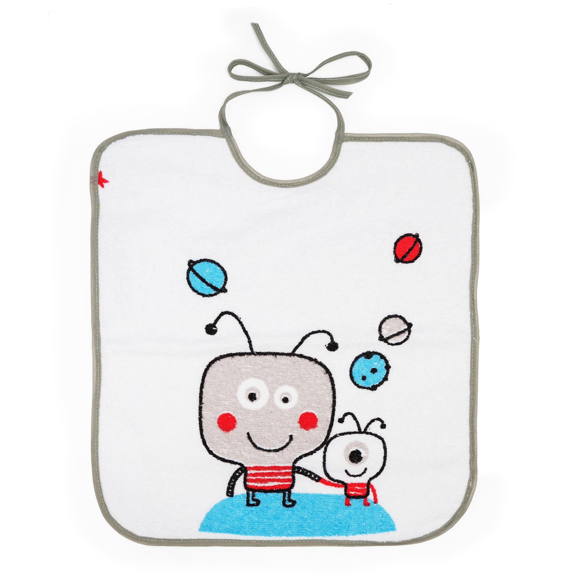 Ti TIN Pack 4 Baberos Bebé Impermeables 36x33 cm, +12 Meses | Rizo de Algodón Suave, Absorvente, Forro de Vinilo, Cierre con Cintas, Lavadora y Secadora, Ideal Guardería