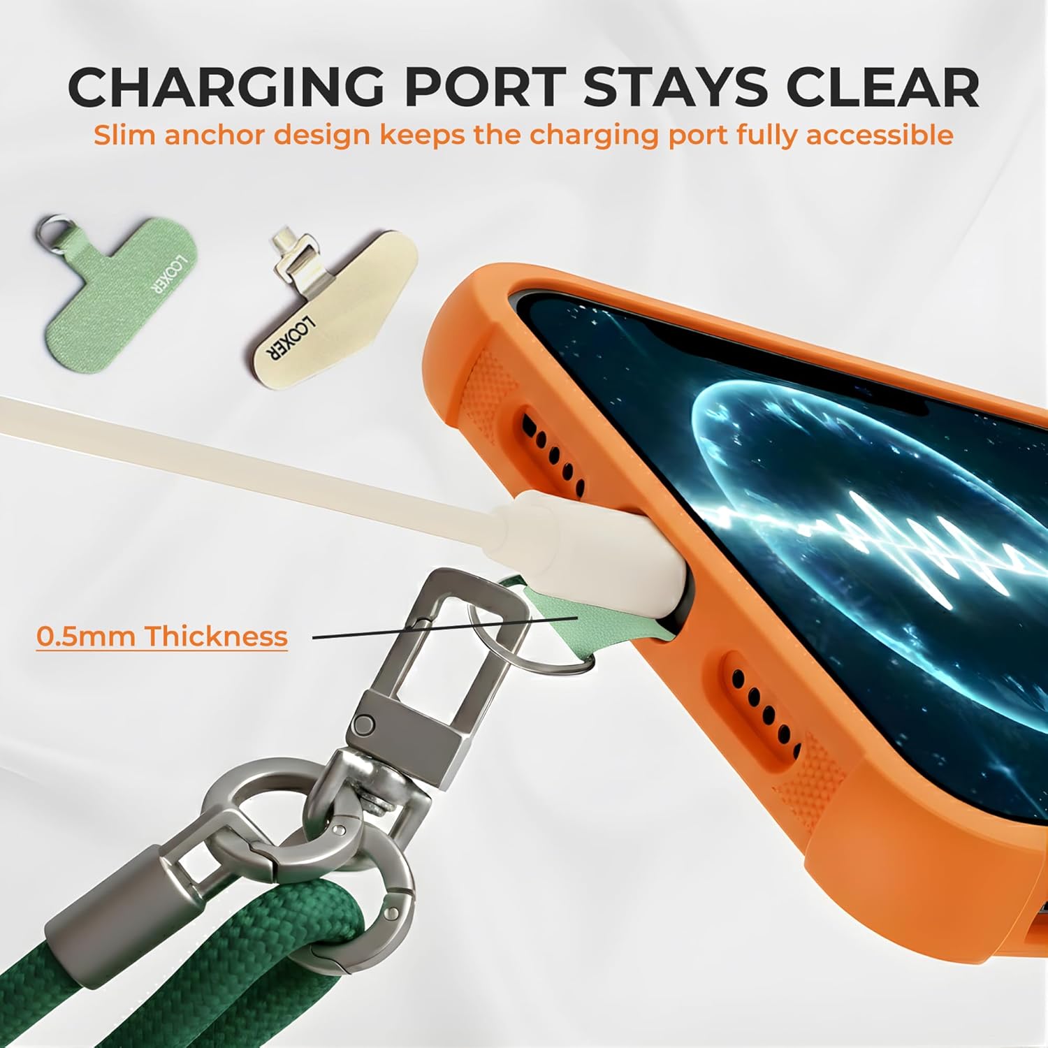 LOOXER® Premium Crossbody Phone Strap | Adjustable Universal Phone Lanyard with TPU Anchor Tag & Precision Metal Hardware | Hands-Free Carry, Designed in England (Forest Green)