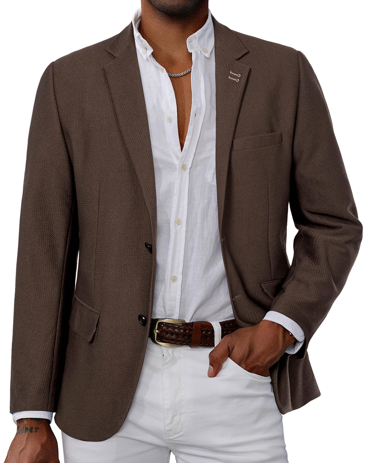 PJ PAUL JONES Mens Casual Knit Blazer Suit Jacket Slim Fit 2 Button Sport Coat