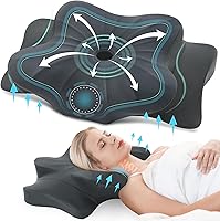 Vista 15 de DONAMA - Almohada cervical para cuello y hombro, almohada de espuma viscoelástica con contorno, almohada ergonómica para el cuello con funda